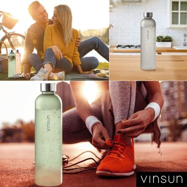 VINSUN пляшка для води 650/1000/1500 мл, тританова, герметична, без BPA, для газованої води, спорт, школа, офіс, велосипед