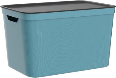 Набір коробок для зберігання Jive Dekobox, 3 шт по 16 л, з кришкою, темно-сірі, пластик PP (перероблений), 37.5x27.8x29.8 см, бірюзовий/антрацит