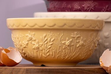 Миска для тіста Mason Cash 2 л, 21 см, стійка до сколів, керамічна, Daffodil, для хліба, пирогів, піци