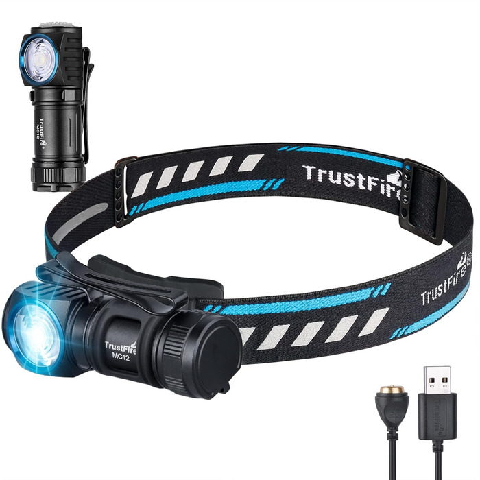 Ліхтар налобний TrustFire MC18, 1200 люмен, LED, водонепроникний, акумуляторний, 5 режимів, для бігу, чорний