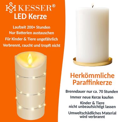 LED свічки KESSER, набір 3 шт., з таймером, з ефектом мерехтіння, фламінгові, з натурального воску, висота 10/12,5/15 см, для декору