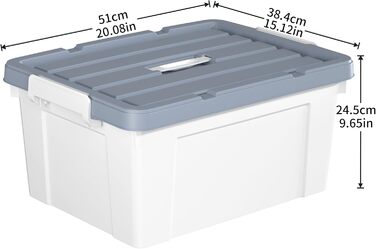 Пластикова коробка для зберігання Cetomo 35 л, з кришкою та замком, біла, набір 3 шт., штабельована