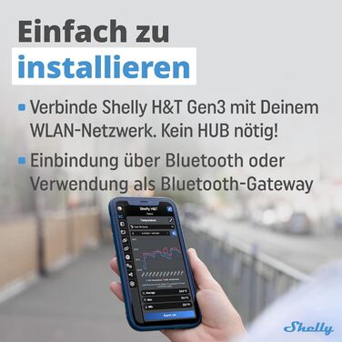 Розумний датчик температури та вологості Shelly H&T Gen3 Elfenbein Wi-Fi, без хаба, підтримка Alexa та Google Home, віддалене керування, зберігання даних, смарт-сцени, сповіщення