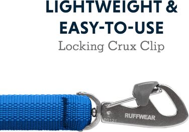 RUFFWEAR Front-Leine – легкий повідок для собак 1,5 м, міцний з м'якою ручкою, надійний обертовий Crux-Clip, плоска стропа Tubelok, синій колір, універсальний розмір