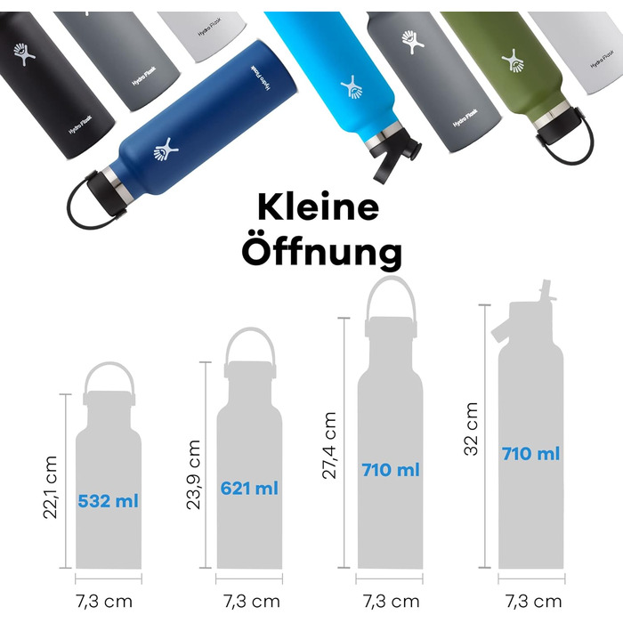 Термобутилка HYDRO FLASK 621 мл з кришкою — вакуумна, з нержавіючої сталі, герметична, з малою горловиною, зберігає тепло і холод, багаторазова, колір Trillium