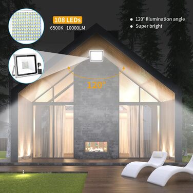 Набір з 2 LED прожекторів wowspeed 100W 10000Лм, холодне біле світло 6500K, будівельна лампа з кабелем 3м, IP66 водонепроникна, робочий прожектор зі штекером для майстерні та будмайданчика