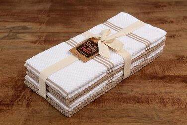 Кухонні рушники Sticky Toffee з 100% бавовни, махрові, 4 шт, 40,6x71 см, світло-коричневі, м'які і поглинаючі, для кухні, ресторану та бару