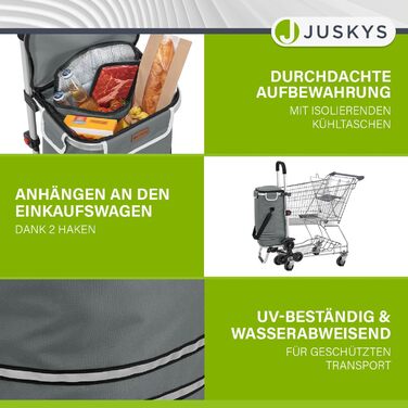 Сучасний 3-в-1 візок для покупок та сходів Juskys, 56 л, складаний, сіра господарська сумка-тележка