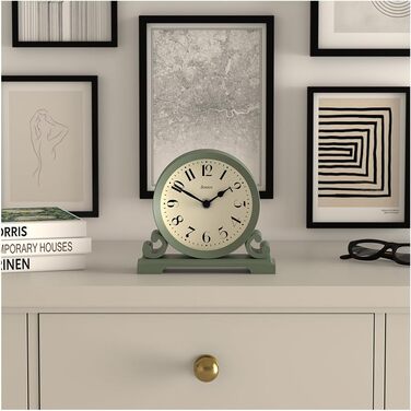 Настільний годинник JONES CLOCKS Saloon, класичний подвійний дизайн, зелений, для столу, полиці або тумби, сучасний стиль