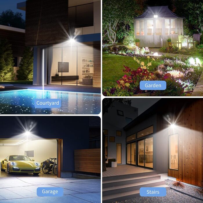 LED прожектор Viugreum 100Вт 8000Лм IP65 холодне світло, зовнішній, комплект 2 шт, для двору, гаража, під'їзду, з кабелем 50 см