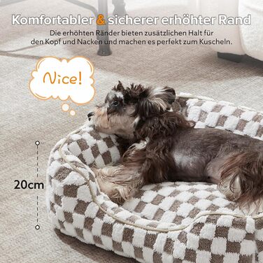 Ліжко для великих собак FURTIME, нековзне, м'яке плюшеве, антистрес, пране, для лабрадорів та вівчарок, 89×63×23 см, шоколад
