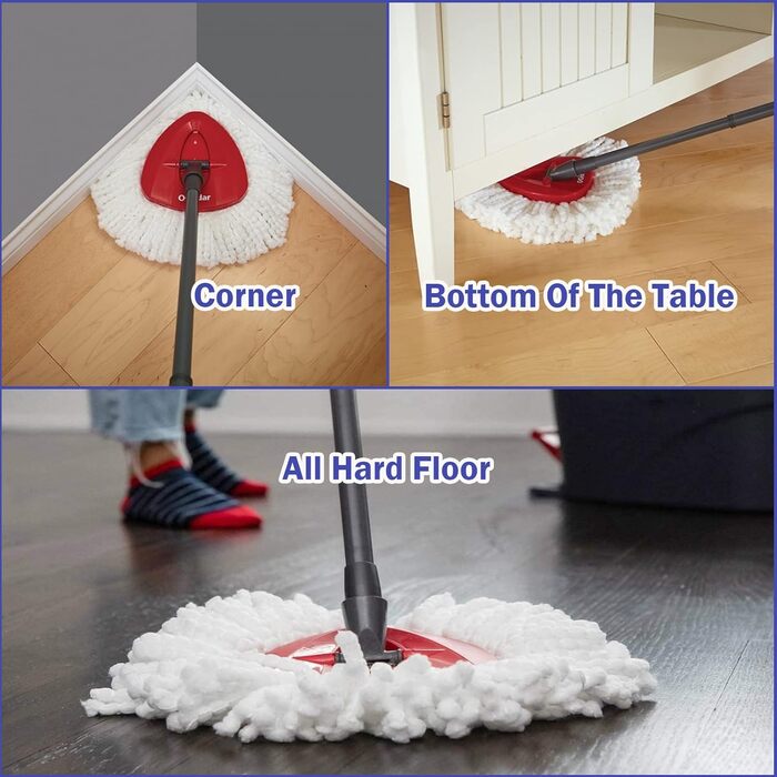Набір змінних насадок для швабри Spin Mop, 6 шт, мікрофібра, для глибокого прибирання, сумісний з Ocedar Triangle Swivel, машинне прання