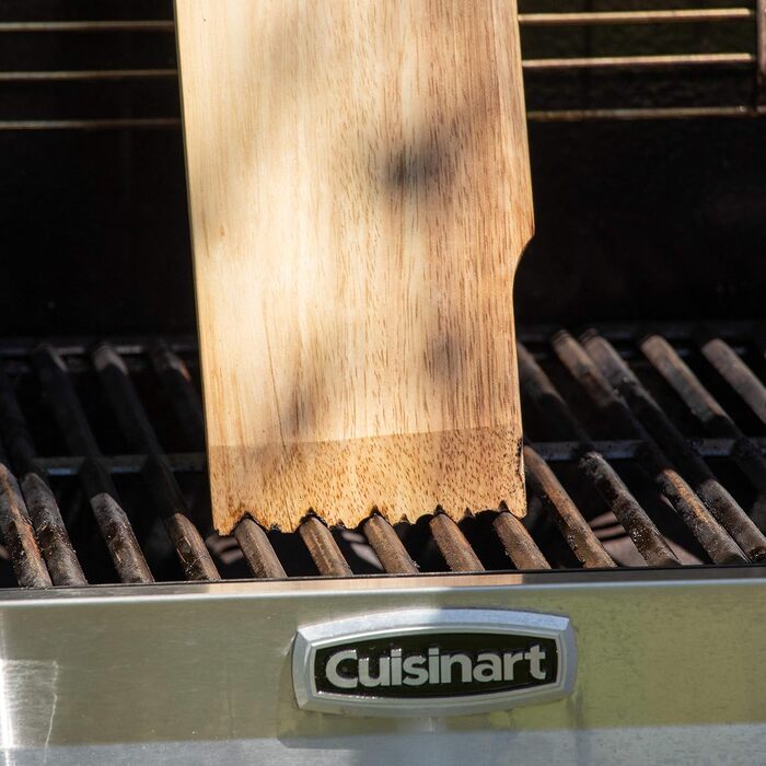 Щітка для чищення гриля Cuisinart CCB-100 з трьома рядами щетини, дерев'яний скребок, аксесуар для BBQ