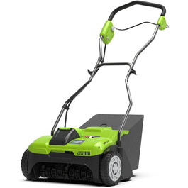 Акумуляторний аератор-скарифікатор Greenworks 40V, 36 см, 3600 об/хв, контейнер 30 л, без акумулятора та зарядного пристрою, 3 роки гарантії G40DT35