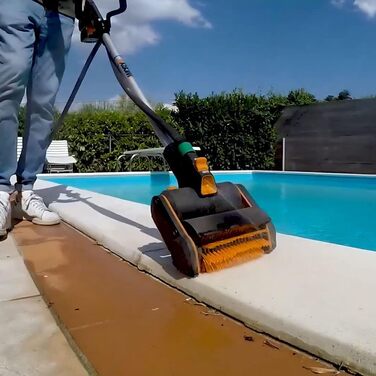 Акумуляторна мультищітка WORX WG441E.9 20В для чищення каменю, бетону та деревини, видалення бур'янів, з водяним підключенням, без акумулятора та зарядного, сумісна з PowerShare, жорстка щітка для кам'яних поверхонь