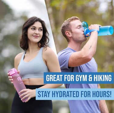 Спортивна пляшка Embrava 1000 мл, швидкий потік, BPA-free, Tritan, герметична кришка, Pure Blue
