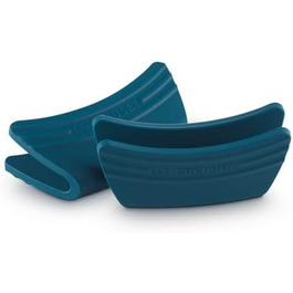 Le Creuset набір з 2 силіконових термозахисних накладок на ручки, гнучкі, термостійкі до 250°C, колір Deep Teal