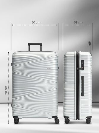Ультралегкий жорсткий чемодан для реєстрації XL 103 л, поліпропілен, TSA-замок, 75×50×32 см