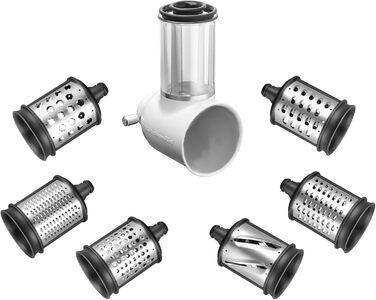Набір овочерізок KitchenAid KSMVSA+KSMEMVSC, 7 предметів, нержавіюча сталь, сріблястий/білий