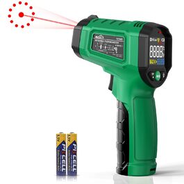 Інфрачервоний термометр SQECH з лазером, -50℃~600℃, регульований коефіцієнт випромінювання, кольорова підсвітка, для кухні, піца-печі, холодильника, промисловості (червоний, зелений)