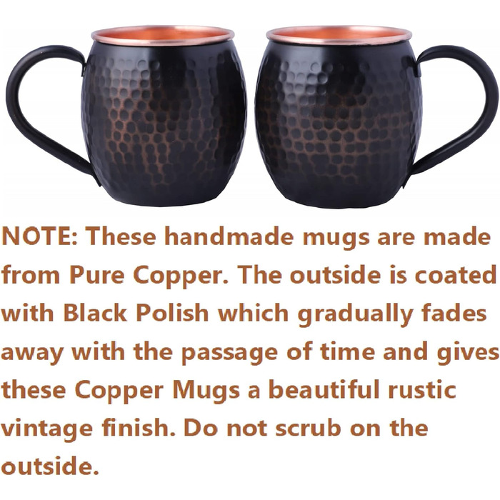 STAGLIFE Набір мідних кухлів для Moscow Mule, 2 шт, чорна мідь, для чоловіків