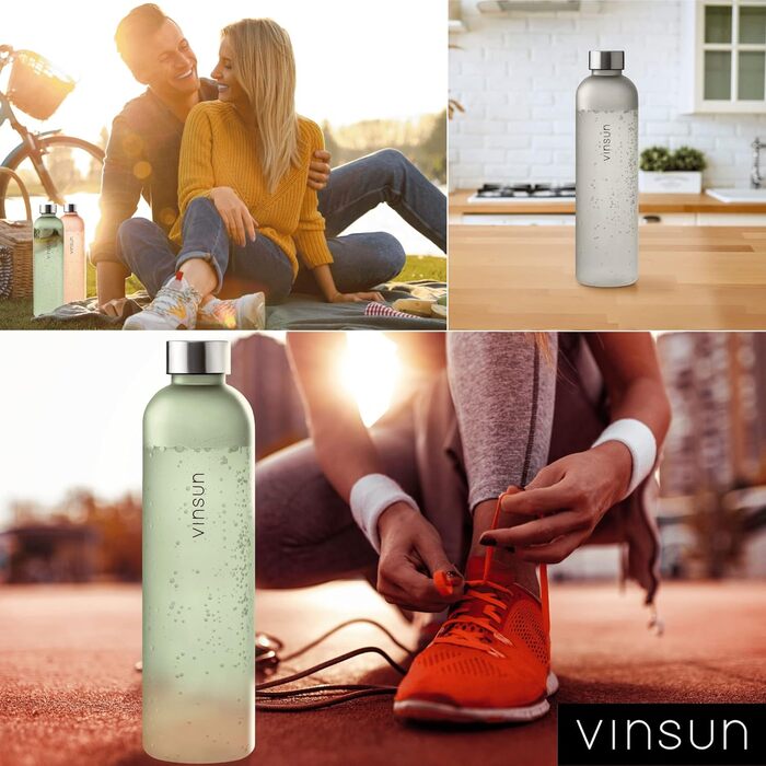 VINSUN пляшка для води 650/1000/1500 мл, тританова, герметична, без BPA, для газованої води, спорт, школа, офіс, велосипед