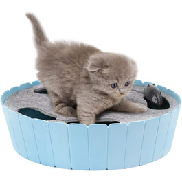 Інтерактивна електрична іграшка-миша Pawaboo для котів, килимок-лежак з котячою м'ятою, м'ячик для гри, для кошенят, зелено-блакитна