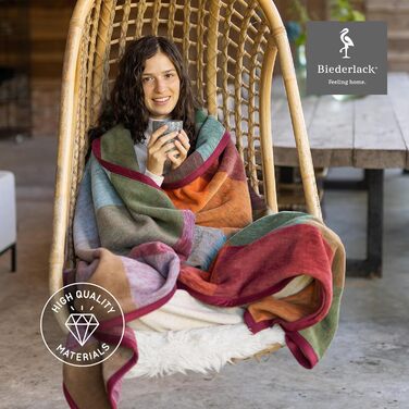 Плед biederlack Pure Cotton Karo, фланелевий, 150x200 см, 100% бавовна, кольорова клітинка, еко, виготовлено в Німеччині