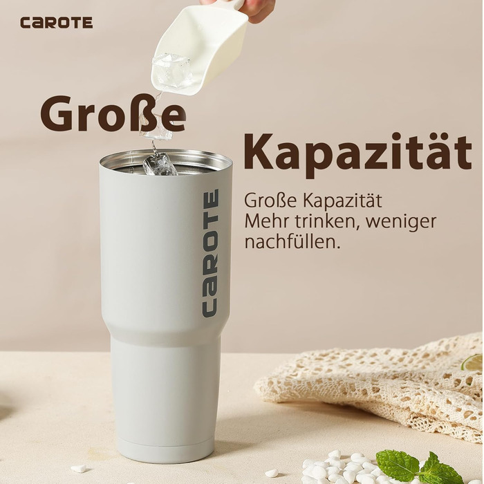 Термос-пляшка CAROTE з нержавіючої сталі 960 мл із трубочкою, вакуумна, подвійні стінки, для гарячих і холодних напоїв, герметична, BPA Free