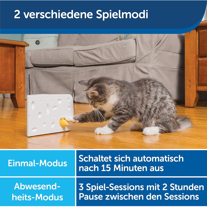 Інтерактивна іграшка для котів PetSafe Cheese з таймером, працює на 3 AA батарейках