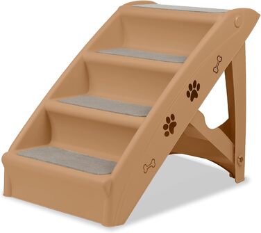 Складані пластикові сходи для собак і котів Froadp 49x38x61 см, 4 сходинки, протиковзка фетрова накладка, переносні, для ліжка, балкона, дивана, коричневі