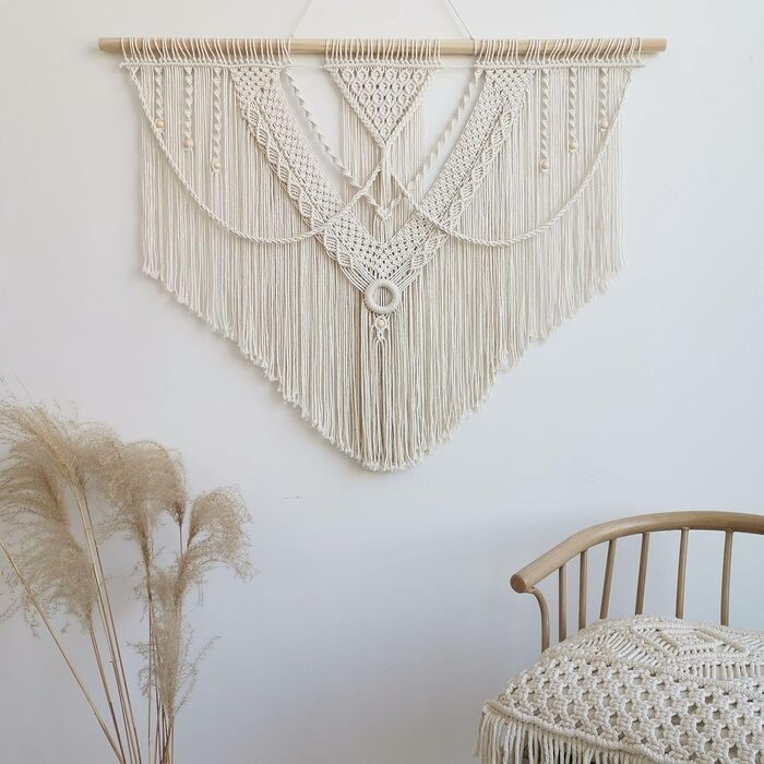 Великий макраме килим на стіну Boho 110x82 см, ручна робота для спальні, балкона, настінний декор, подарунок для жінок