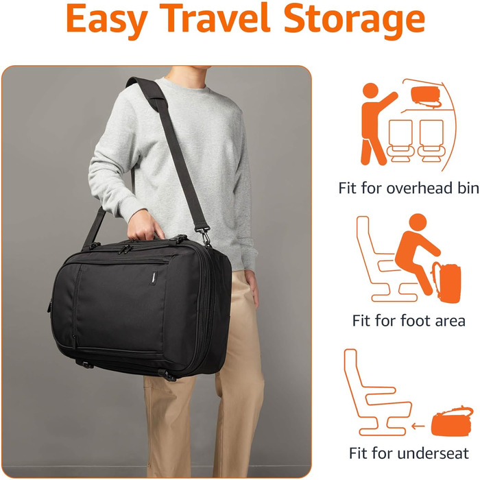 Рюкзак Amazon Basics 40 л для подорожей, ручна поклажа, відділення для ноутбука 17