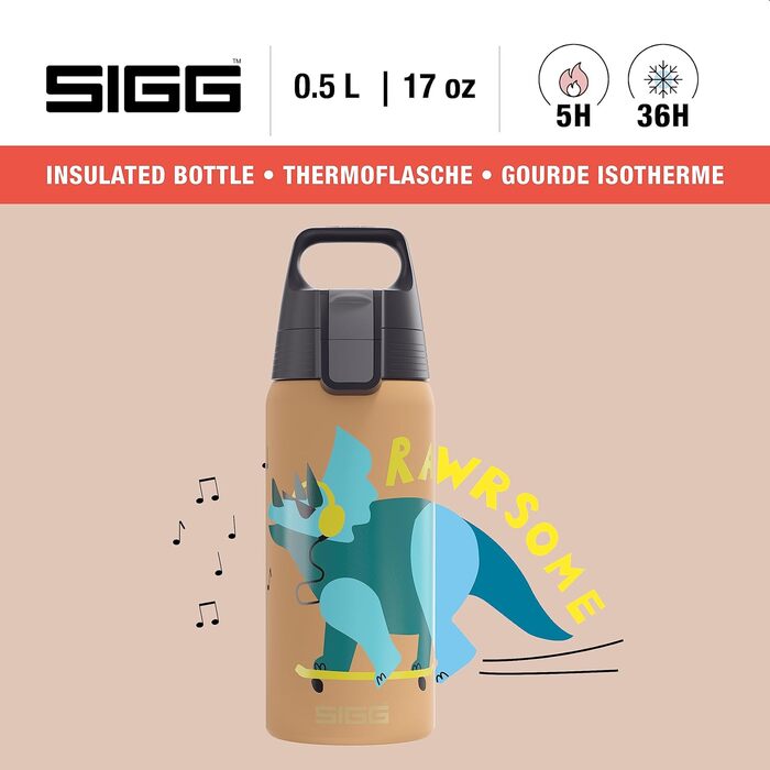 SIGG ізольована пляшка для води для дітей Shield Therm ONE, підходить для газованих напоїв, герметична, легка, BPA-free, 0,5 л (4 Rawsome)