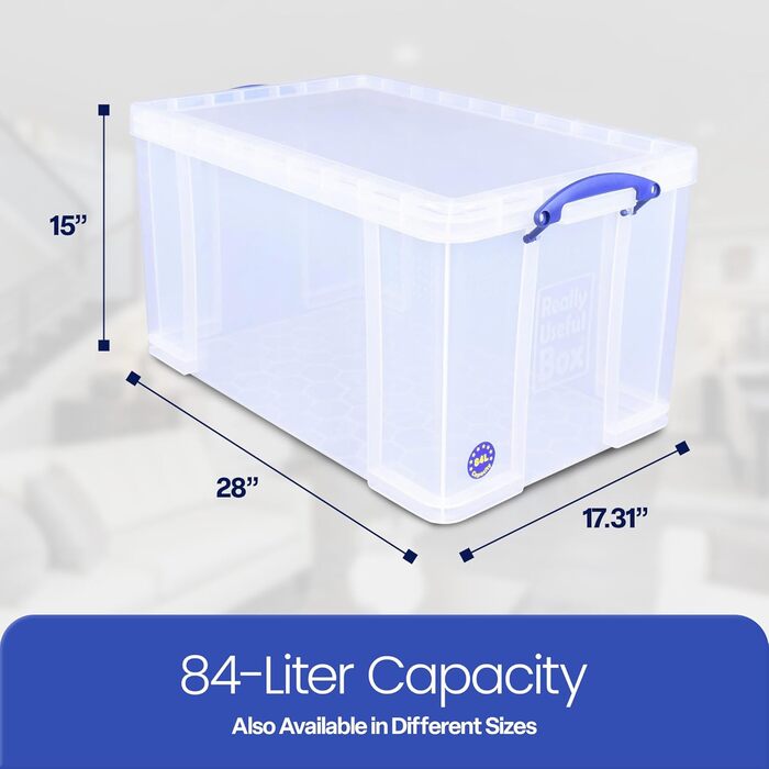 Пластиковий контейнер Really Useful Box 84 л, прозорий, 710x440x380 мм, поліпропілен