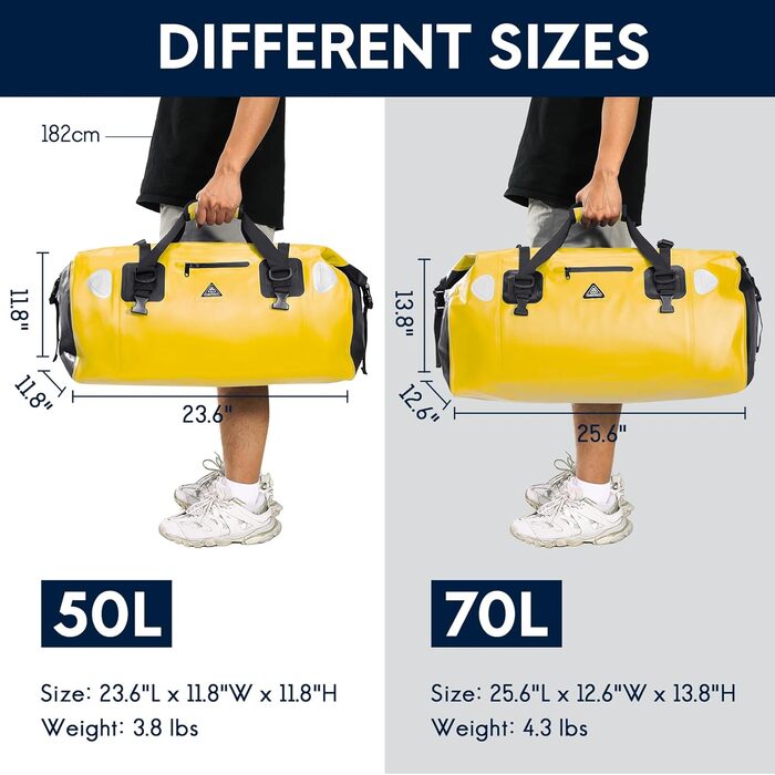 Водонепроникний рюкзак Dry Bag 70 л жовтий – герметична сумка для подорожей, кемпінгу, мотоциклів, човнів, каякінгу, SUP