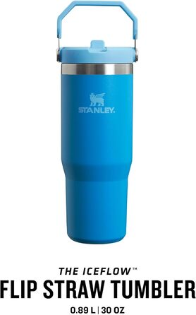 Термос-кружка Stanley Flip Straw 0.89 л з трубочкою, термос для води, спортивна пляшка BPA Free, 12+ годин холод, підходить для посудомийки (Azure)