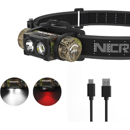 Лобовий ліхтар NICRON H28 LED з червоним світлом, USB-зарядка, 500 люмен, водонепроникний IP67 для риболовлі, туризму, археології