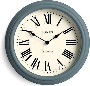 Настінний годинник JONES CLOCKS, класичний круглий, 30 см, зелений, римські цифри, традиційний дизайн для кухні, вітальні чи спальні
