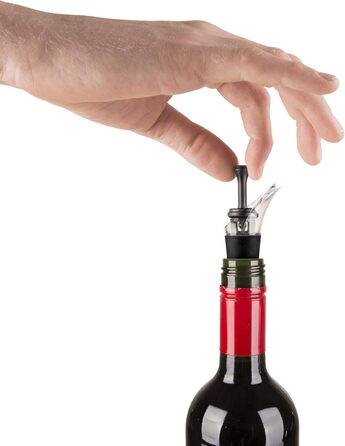 Вакуумна помпа для вина Vacu Vin з дозатором і кришкою, пластик, чорна, 5x8,3x22 см