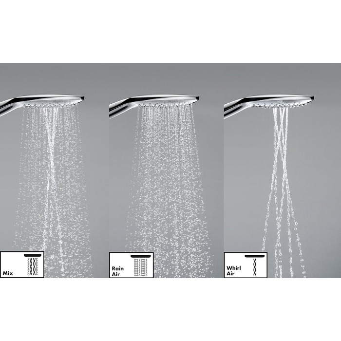 Душова лійка hansgrohe Raindance Select E 150x150 мм, 3 режими, антивапняна, економія води, біла/хром