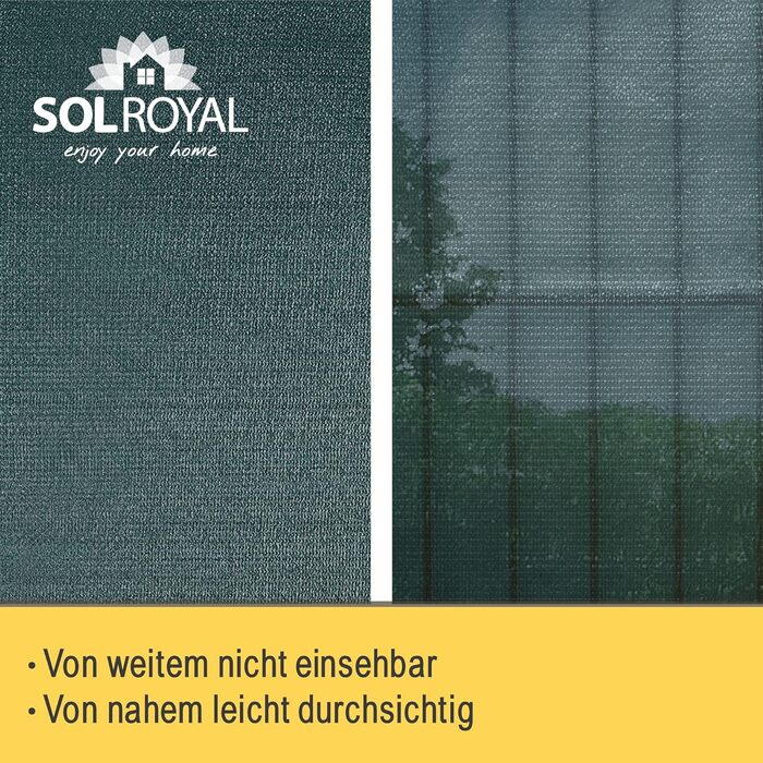 Сонцезахисна сітка Sol Royal 25x1,5 м, 165 г/м², щільна, з UV-захистом, зеленого кольору, HDPE, для саду, паркану, теплиці, з кабельними стяжками