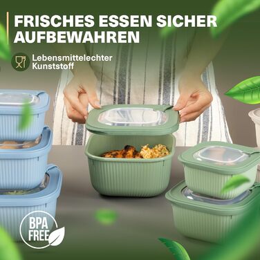 Набір контейнерів для зберігання продуктів 9 шт з прозорими кришками з клапаном, пластикові, BPA-free, для кухні, підходять для мікрохвильовки та холодильника, 3 розміри (600/1100/1800 мл), штабельовані