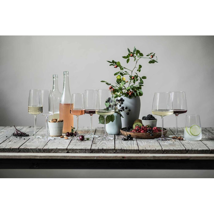 Набір склянок Zwiesel Glas Vivid Senses, 8 предметів: келихи для вина 535 мл та універсальні склянки 500 мл, лімітована серія у подарунковій коробці, для вина і води, можна мити в посудомийній машині