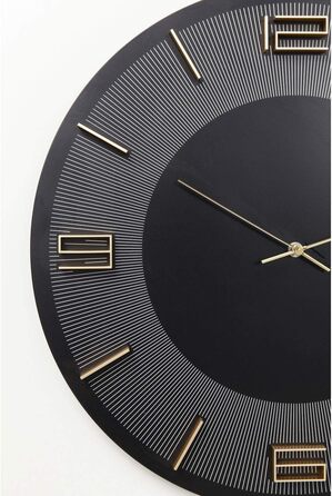 Настінний годинник Kare Design Leonardo, чорний/золотий, 49 см, алюмінієвий, сучасний, круглий, для вітальні, спальні, офісу