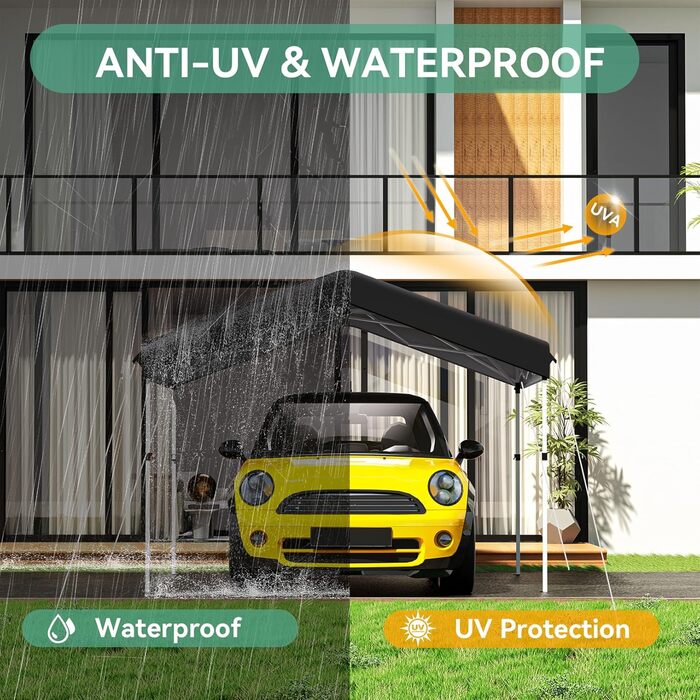 Намет-павільйон COBIZI 3x3 м, водонепроникний, складний, із захистом від UV 50+, хвилястий дизайн, для кемпінгу, пляжу, сімейних зустрічей, чорний, з однією боковою стінкою