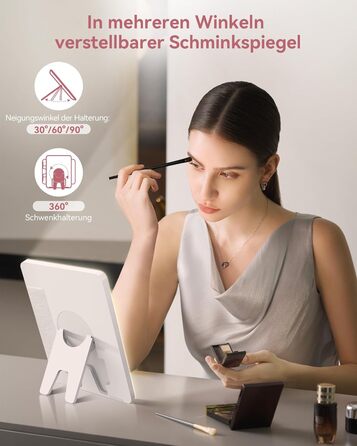 Косметичка JUSRON з LED дзеркалом, 3 кольори, велика, для подорожей, органайзер для макіяжу з регульованими перегородками, зберігання пензлів, рожева