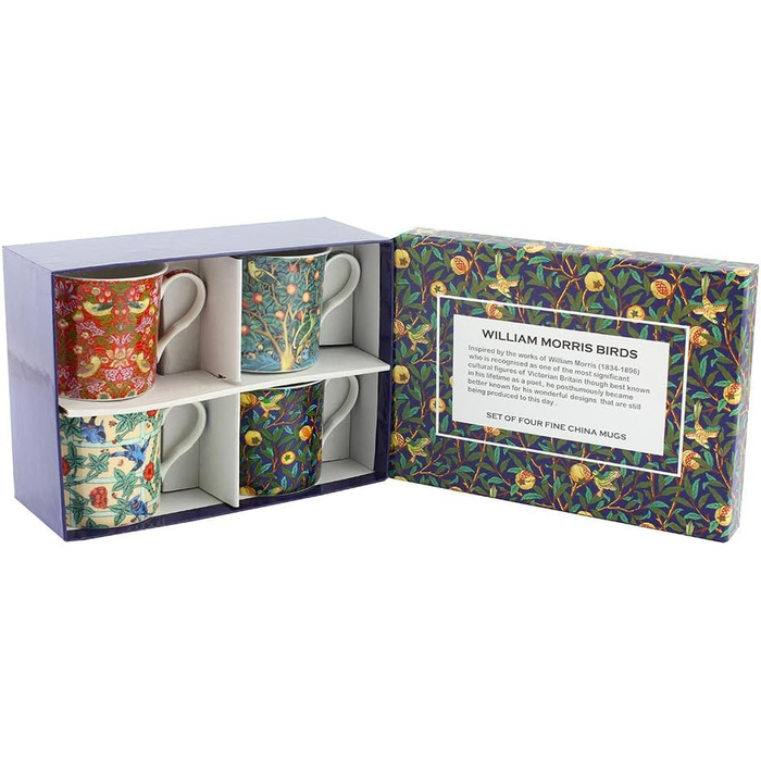 Набір кухлів William Morris Leonardo Collection, 4 шт. — порцелянові чашки з малюнком