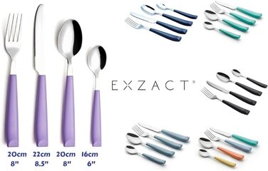 Набір столових приборів EXZACT 24 шт. – нержавіюча сталь, кольорові пластикові ручки, 6 виделок, 6 ножів, 6 столових ложок, 6 чайних ложок
