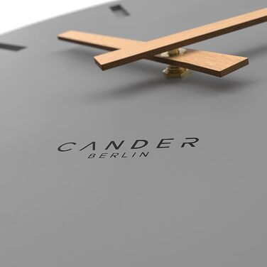 Настінний годинник Cander Berlin MNU 2530 G, 30 см, безшумний, аналоговий, для вітальні, сучасний вінтаж, сірий антрацит, дерев'яні стрілки, MDF